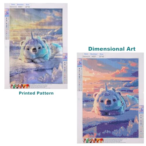 5D Diamond Painting Kit - Mystical Horned Seal Art 12x16 Inch