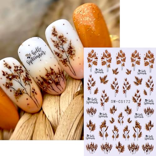 LYLYNB Fall Nail Stickers 6 Sheets Thanksgiving Pumpkin Maple Leaves Decals
