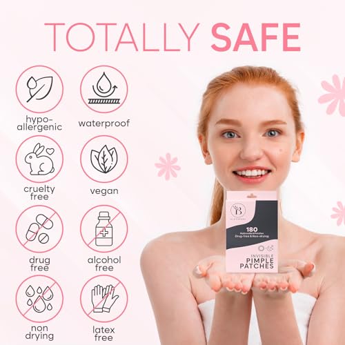 BLOOMORA Invisible Pimple Patches 180 Count - Hydrocolloid Zit Stickers
