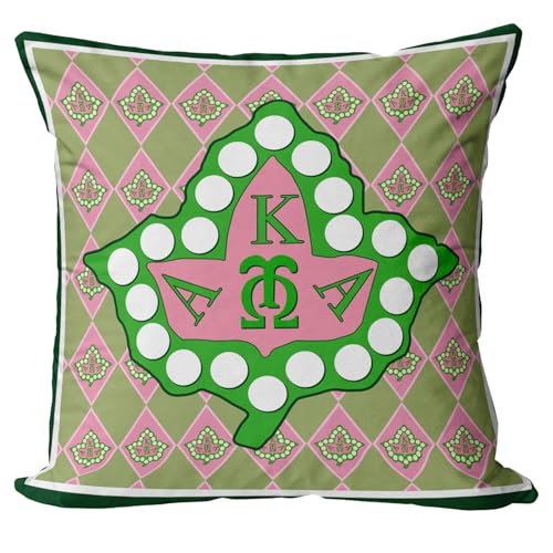 Ivy Leaf Greek Letter Throw Pillow Cover - 18x18 Inch Decorative Cushion for Home