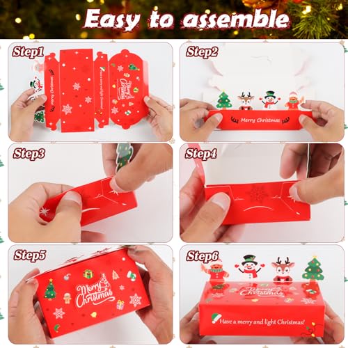 Christmas Bakery Cookie Boxes with Window - 18 Pack, 3 Styles for Holiday Party Favors