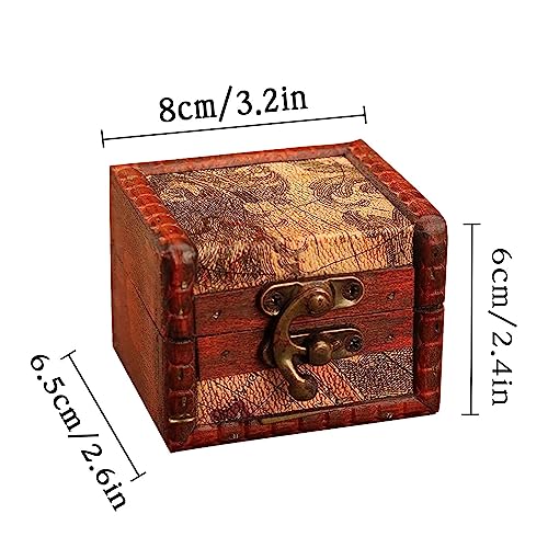 Small Wooden Jewelry Box, Antique Style Wood Storage Chest for Trinkets