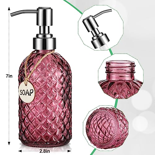 MOCLIF 16 oz Purple Glass Soap Dispenser with Rustproof Stainless Pump