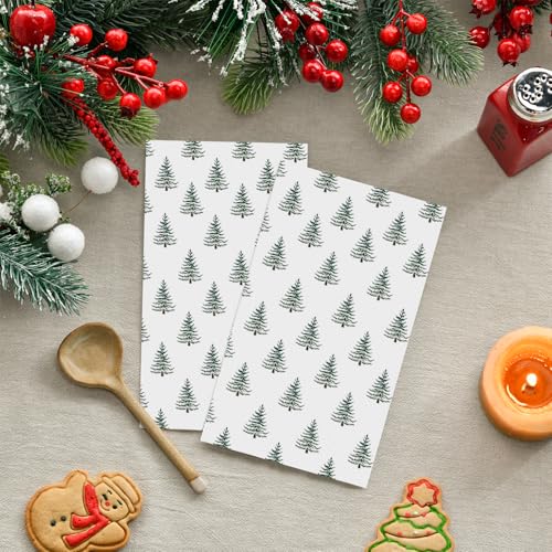Christmas Paper Napkins 4.3 x 7.9 Inches - 100 Pack Holiday Tree Design