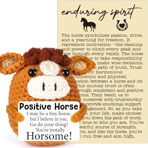 Handmade Crochet Horse Positive Gift - Mini Inspirational Desk Decor