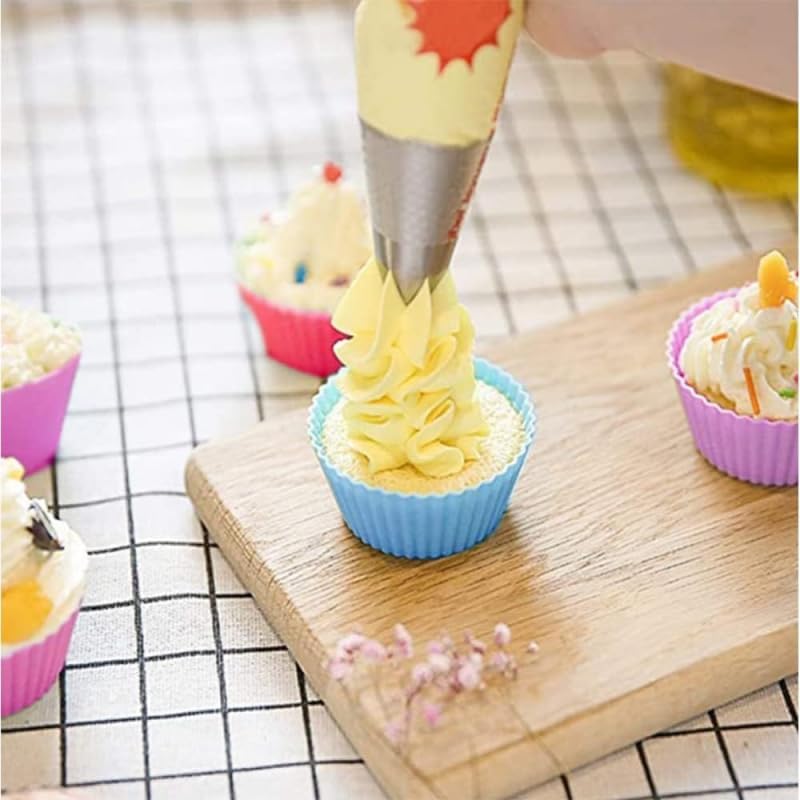 Skiennix Silicone Baking Cups - Reusable Non-Stick Cupcake Liners | 12 Pieces in Vibrant Colors