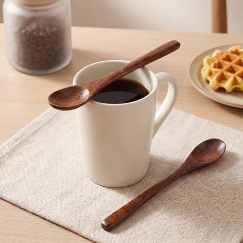 2 Premium Handcrafted Wooden Coffee & Espresso Spoons - 7.8 Inch Long Handle