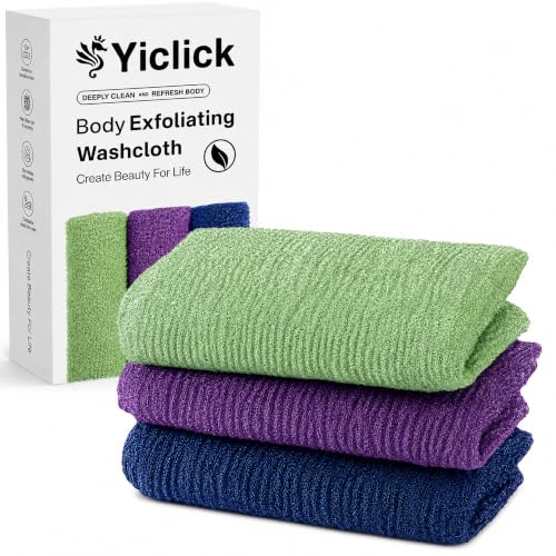 Yiclick Exfoliating Washcloth Set - 3pcs Body Scrubber Towels
