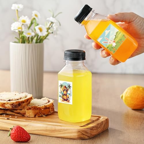 6-Pack 10oz Reusable Juice Bottles with Cute Animal Labels