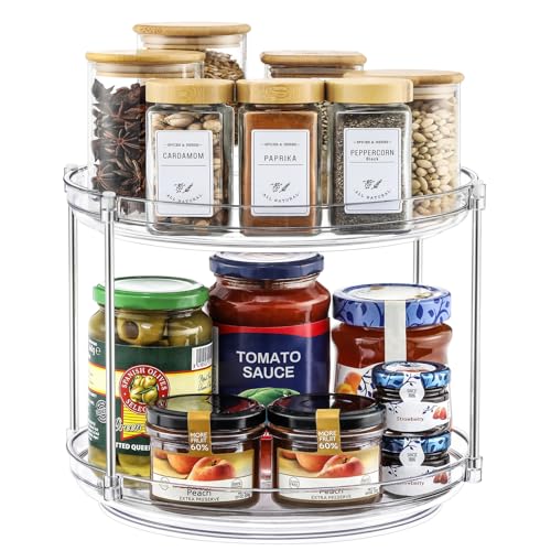 2-Tier Non-Skid Acrylic Lazy Susan - Rotating Spice Rack Organizer, 9.25"