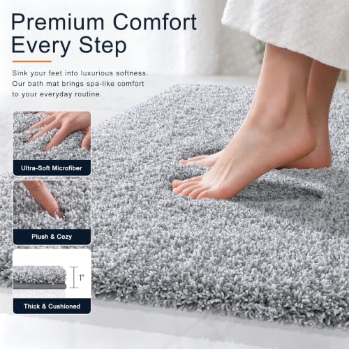 OLANLY Microfiber Bath Rug 24x16 - Ultra Soft, Non-Slip & Quick Dry