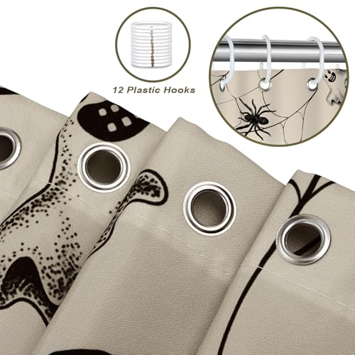 Vintage Halloween Shower Curtain, Spooky Gothic Castle Design 72x72