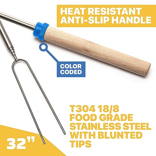 Grill Guru 5-Pack Long Stainless Steel S'mores & Hot Dog Roasting Forks - Camping & Fire Pit Accessories