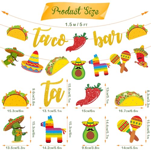 Taco Bar Banner Set - 2Pcs Mexican Fiesta Party Decorations Garland