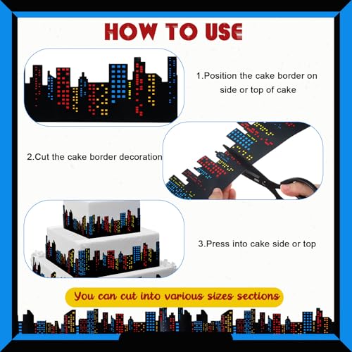 City Skyline Cake Border Decorations - 2 Rolls of Reusable Edible Cake Toppers