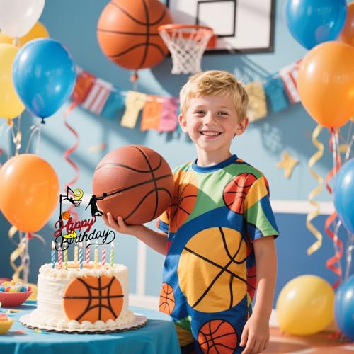 Basketball Cake Topper for 9th Birthday - Glitter Theme Decoration