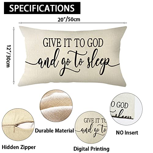 Farmhouse Pillow Cover with 'Give It to God' Quote - 12x20 Inch Decorative Cushion Case