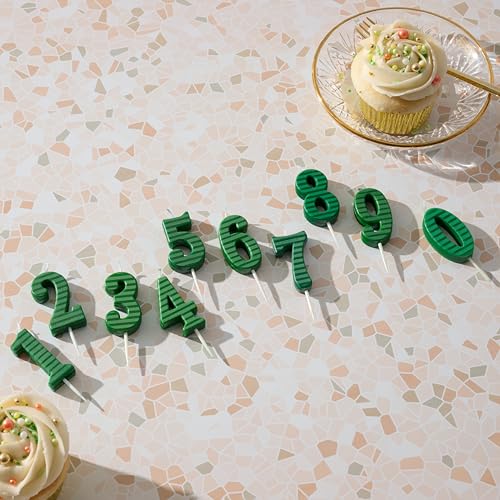 Papyrus Number 3 Green Striped Birthday Candle - 3.25" Tall