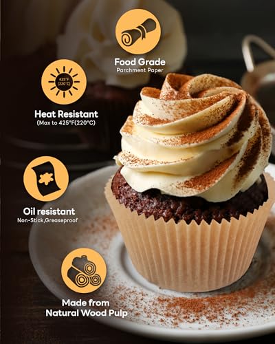 Bake Choice Jumbo Cupcake Liners - 100pcs Natural Non-Stick Muffin Cups