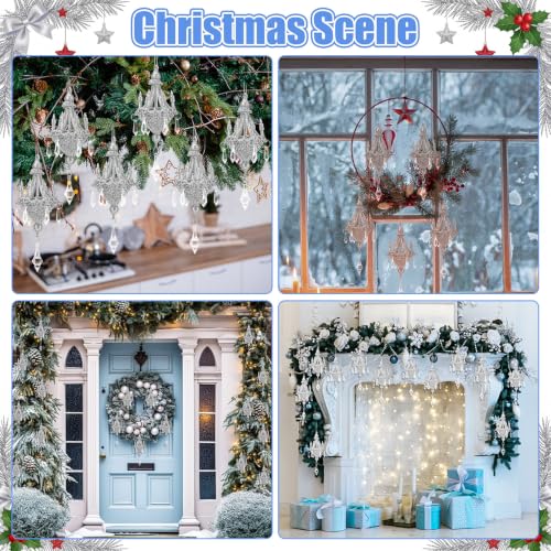 Sliver Crystal Chandelier Ornaments Set - Christmas Tree Decorations, 4 Pieces
