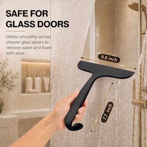 SSTOOHL Silicone Shower Squeegee with Built-In Hook - Glass Door Cleaner