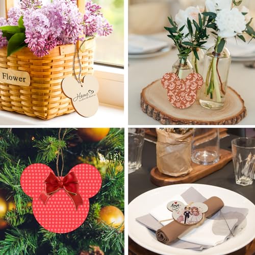 A-Mouse 30PCS Unfinished Wooden Mouse Head Ornaments Craft DIY Gift Set