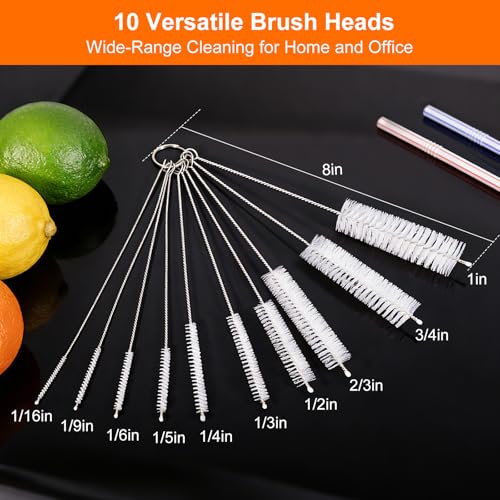 Tokyzexi Extra Long 8-Inch Straw Cleaner Brush 10-Pack