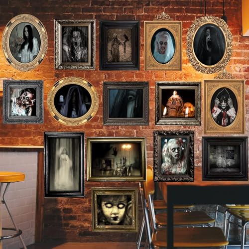 15-Piece Gothic Mansion Haunted Portrait Set for Halloween Party Decor