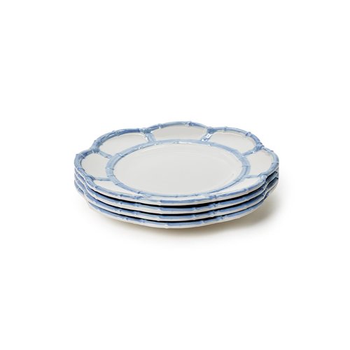 Two's Company French Blue Bamboo Touch Salad Plates, 8.75-Inch, Set of 4
