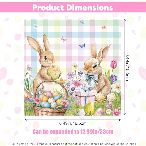 Easter Bunny Paper Napkins 20-Pack - 6.5 Inch Floral Spring Cocktail Luncheon Napkins for Party Table Decor