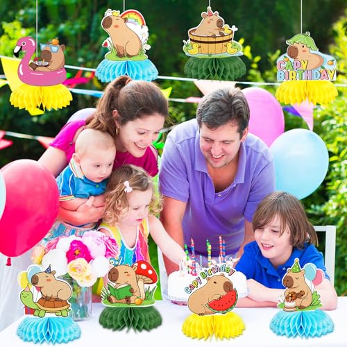 Capybara Honeycomb Centerpieces 8-Pack Party Table Decorations