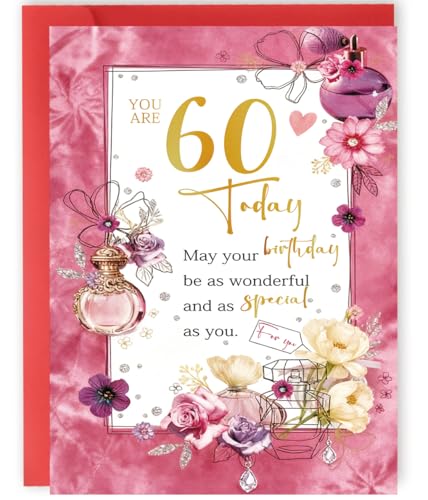 YiKaLus 60th Birthday Card, Luxury Bday Gift for Women - ykk-403