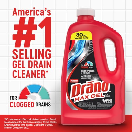 Drano Max Gel Drain Clog Remover & Cleaner 80oz 2-Pack - Safe for All Pipes