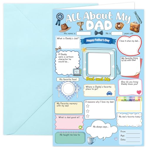 Fill in The Blanks Father's Day Card for Dad from Kids - 5.3 x 8 inch