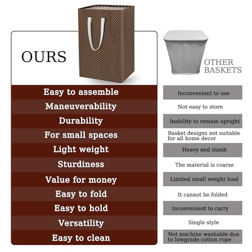 TeLUVHome Collapsible Laundry Hamper with Leather Handles - Large Waterproof
