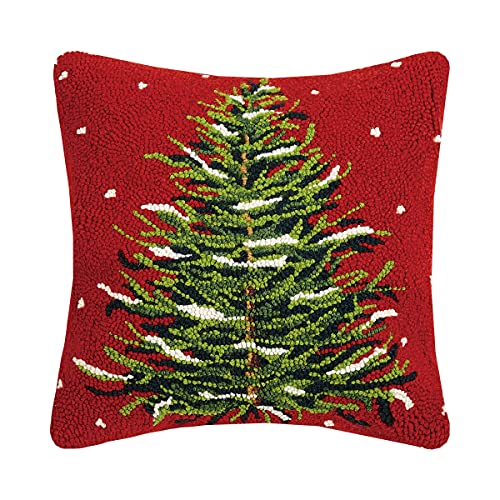 16-Inch Holiday Hook Pillow - Christmas Tree Decorative Square Cushion
