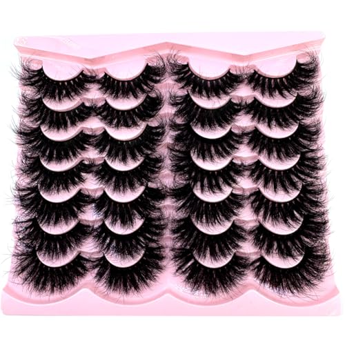 HBZGTLAD 14 Pairs 25mm Faux Mink Lashes - Dramatic Cat Eye False Eyelashes