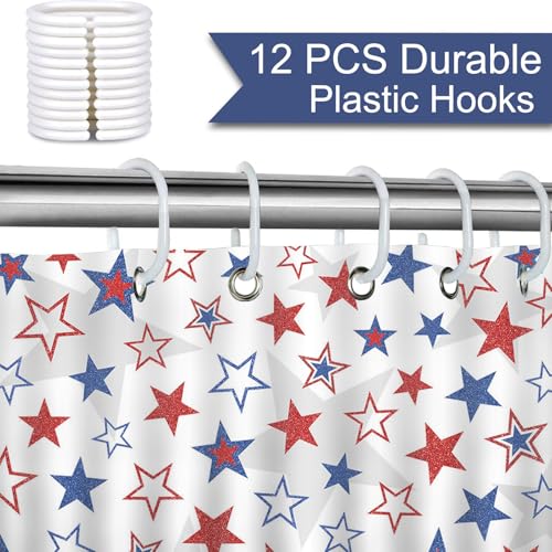 Mocsicka 4th of July Stars Shower Curtain - Patriotic 72x72 Inch