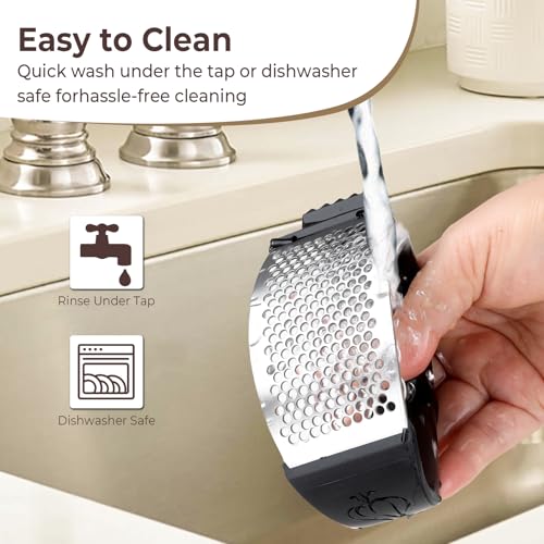 Kebley Stainless Steel Garlic Press Rocker with Peeler & Scraper