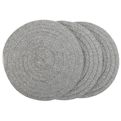 Set of 3 Heat Resistant Cotton Potholders - 7 Inch Gray