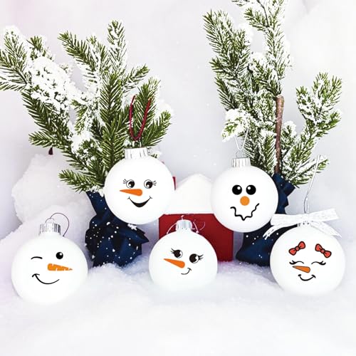 60pcs Snowman Face Stickers - Cute Christmas Decorations for Crafts