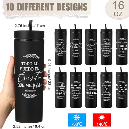 Teenyyou 10 Pcs Christian Bible Verse Tumblers - Leaf Spanish Variation