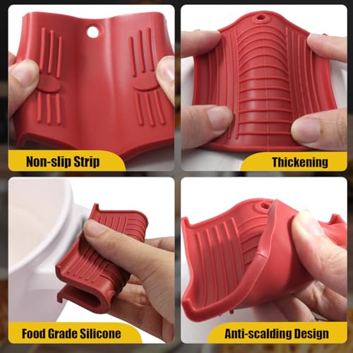 Bonsicoky Red Silicone Hot Handle Holder Sleeve Set - 4 Pieces