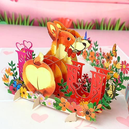 Corgi Pop-Up Card - 3D Valentine's Day Greeting Card