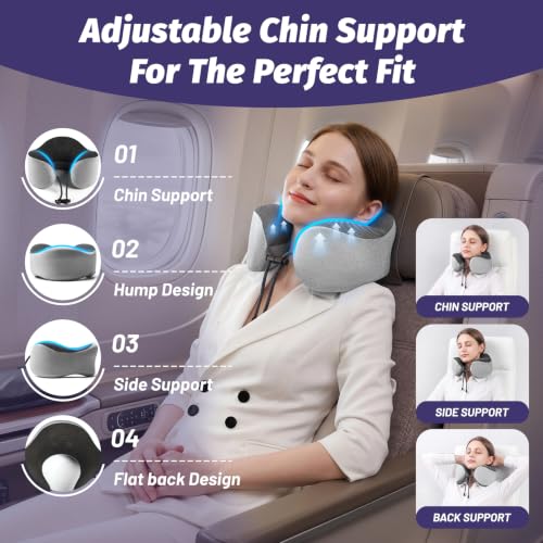 Ergonomic Memory Foam Travel Pillow for Neck Support - Grey