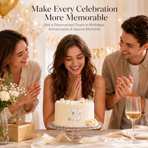10PCS Silver Acrylic Cake Number Toppers Set - 0-9 Birthday Decor