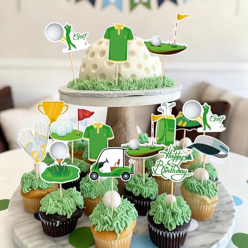 48 Pack Golf Cupcake Toppers for Sports Theme Parties