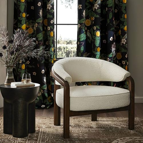 NICETOWN 100% Blackout Floral Curtains for Bedroom, W52 x L84 2 Panels, Hummingbird Lemon Botanical Print Design Thermal Insulated Privacy Drapes, Black Out Curtains for Living Room, Farmhouse