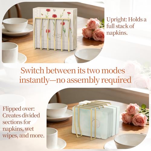 Gold Reversible Napkin Holder - 1 Pack, 2-in-1 Design
