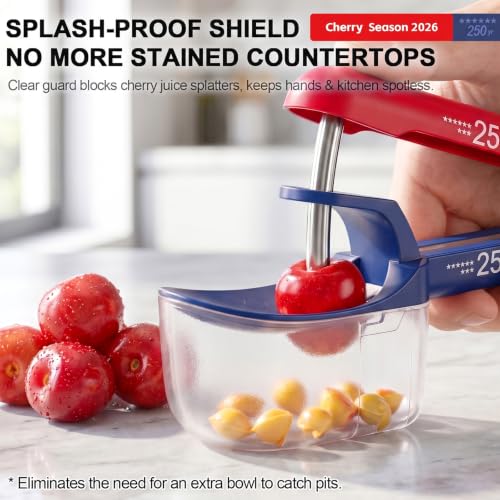 Makmzoon Stainless Steel Cherry Pitter Tool with Splash Guard